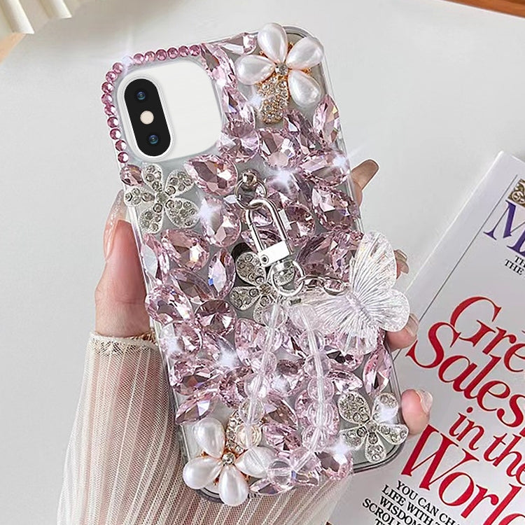 For iPhone XS Max Handmade Butterfly Diamond Inlay PC Phone Case
