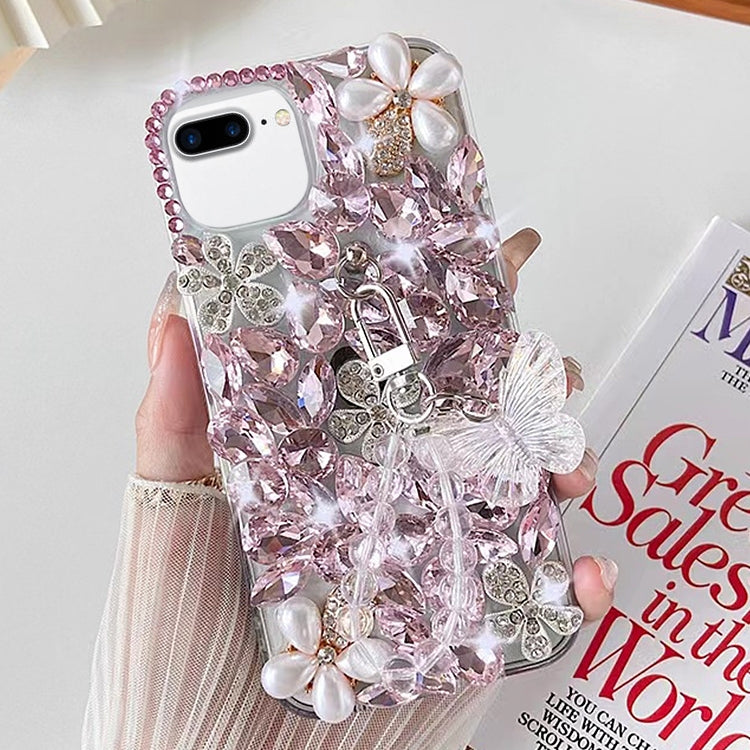For iPhone 7 Plus / 8 Plus Handmade Butterfly Diamond Inlay PC Phone Case