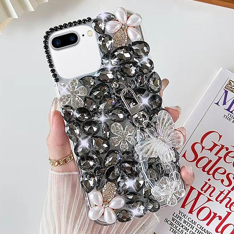 For iPhone 7 Plus / 8 Plus Handmade Butterfly Diamond Inlay PC Phone Case