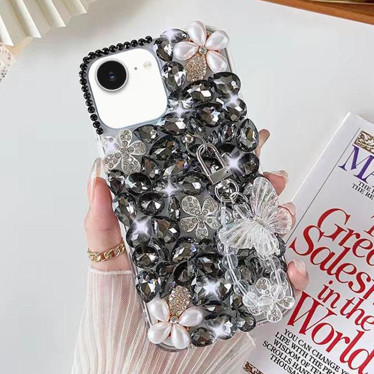For iPhone 17e / 16e Handmade Butterfly Diamond Inlay PC Phone Case