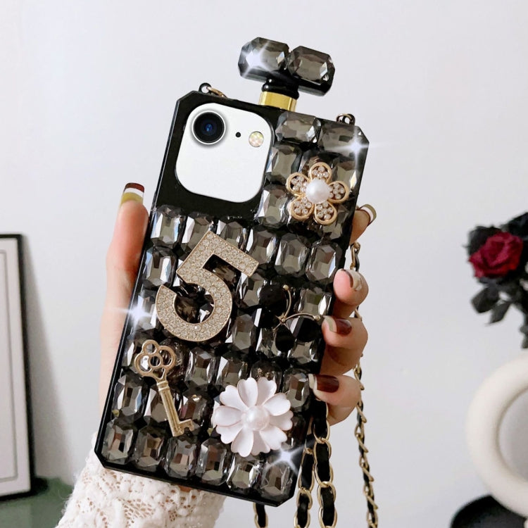For iPhone SE 2022 /  7 / 8  Crossbody Perfume Bottle Handmade Inlaid Diamond PC Phone Case
