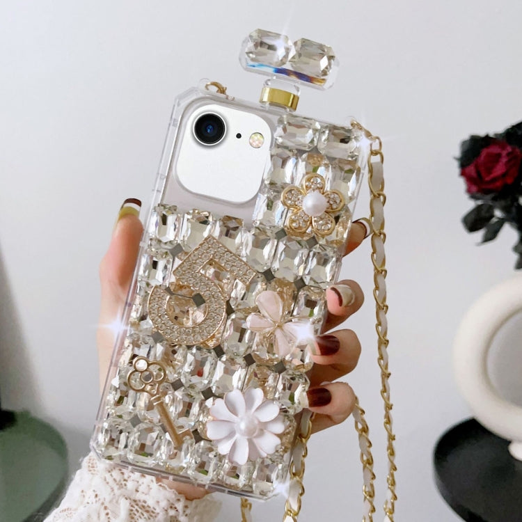 For iPhone SE 2022 /  7 / 8  Crossbody Perfume Bottle Handmade Inlaid Diamond PC Phone Case