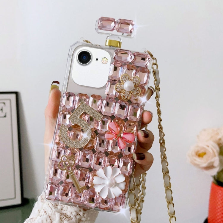 For iPhone SE 2022 /  7 / 8  Crossbody Perfume Bottle Handmade Inlaid Diamond PC Phone Case
