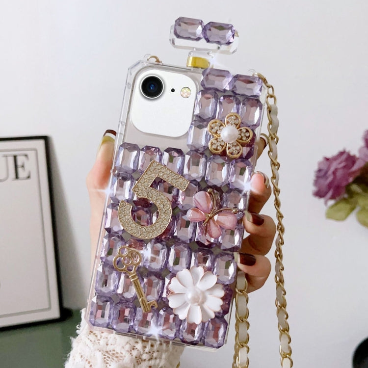 For iPhone SE 2022 /  7 / 8  Crossbody Perfume Bottle Handmade Inlaid Diamond PC Phone Case
