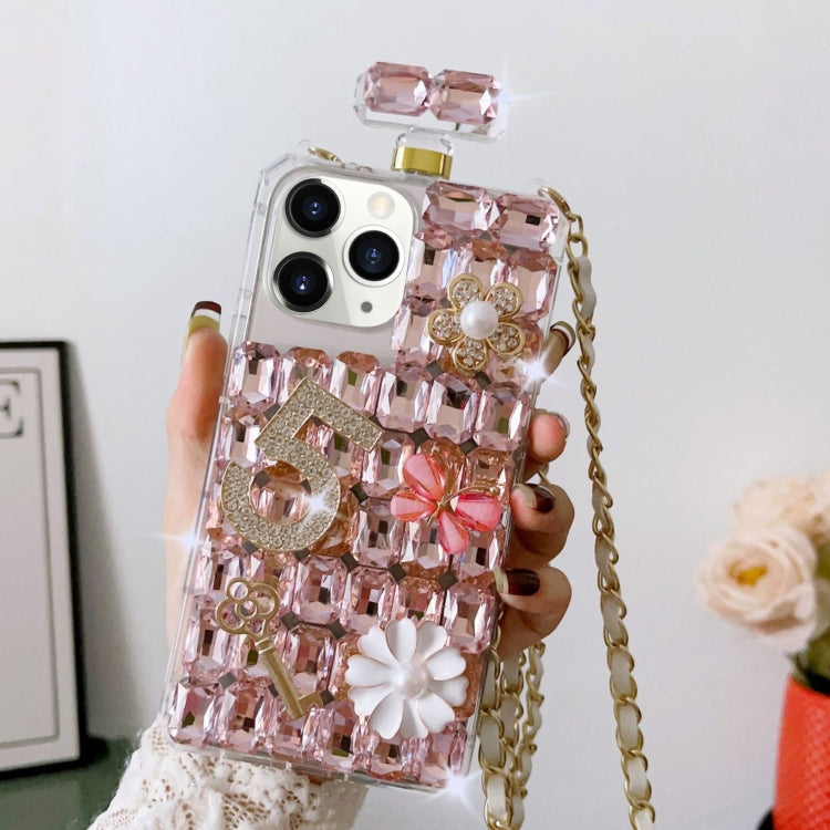 For iPhone 11 Pro Max Crossbody Perfume Bottle Handmade Inlaid Diamond PC Phone Case