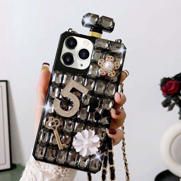 For iPhone 11 Pro Crossbody Perfume Bottle Handmade Inlaid Diamond PC Phone Case