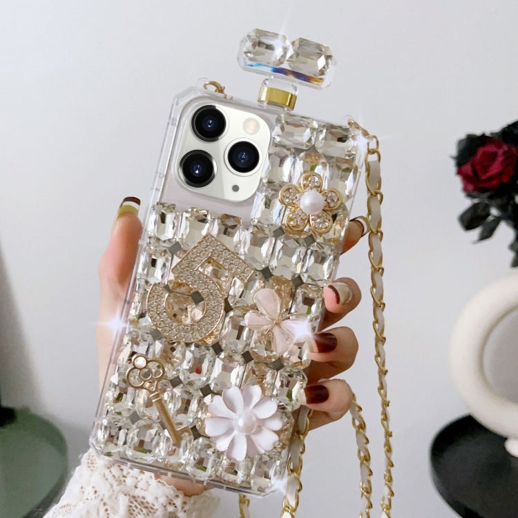 For iPhone 11 Pro Crossbody Perfume Bottle Handmade Inlaid Diamond PC Phone Case