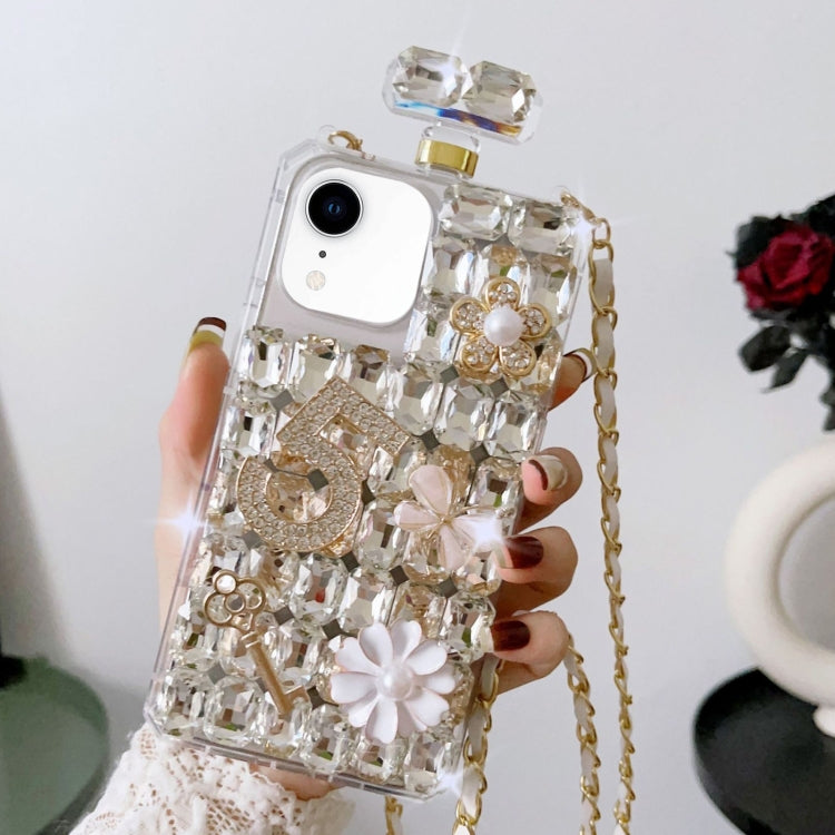 For iPhone XR Crossbody Perfume Bottle Handmade Inlaid Diamond PC Phone Case