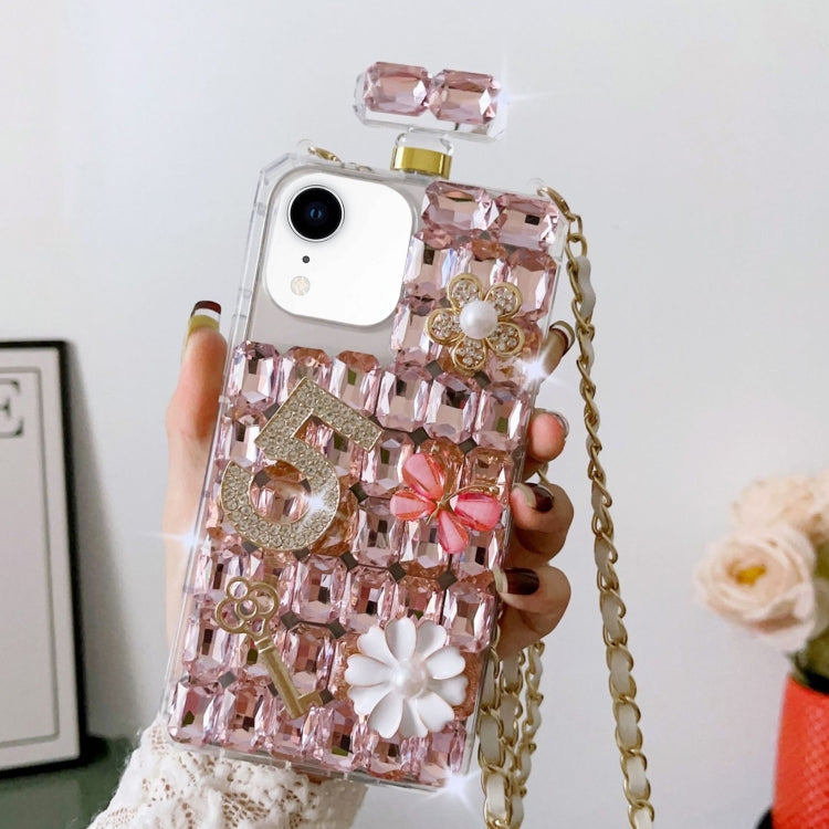 For iPhone XR Crossbody Perfume Bottle Handmade Inlaid Diamond PC Phone Case