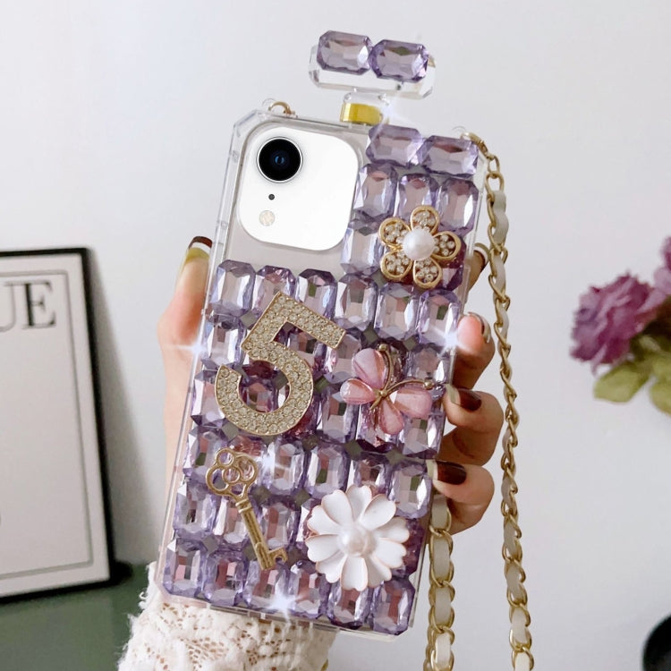 For iPhone XR Crossbody Perfume Bottle Handmade Inlaid Diamond PC Phone Case