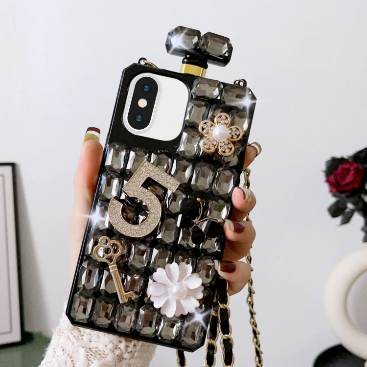 For iPhone XS Max Crossbody Perfume Bottle Handmade Inlaid Diamond PC Phone Case