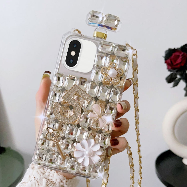 For iPhone XS Max Crossbody Perfume Bottle Handmade Inlaid Diamond PC Phone Case