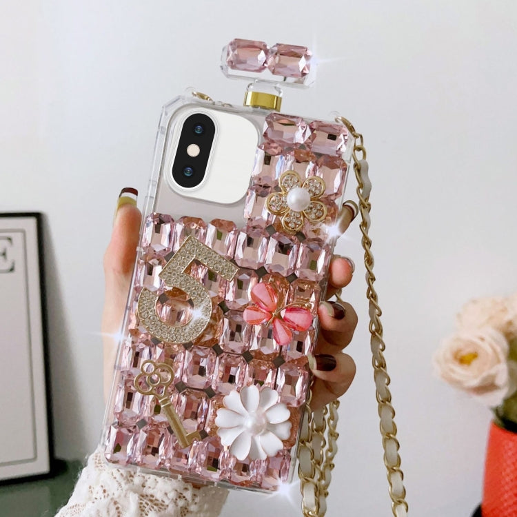 For iPhone XS Max Crossbody Perfume Bottle Handmade Inlaid Diamond PC Phone Case