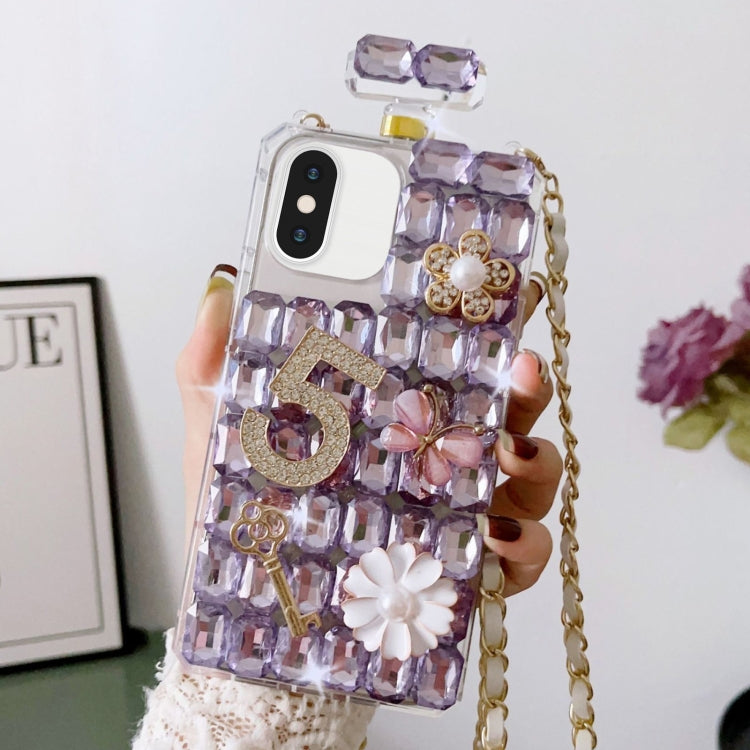 For iPhone XS Max Crossbody Perfume Bottle Handmade Inlaid Diamond PC Phone Case