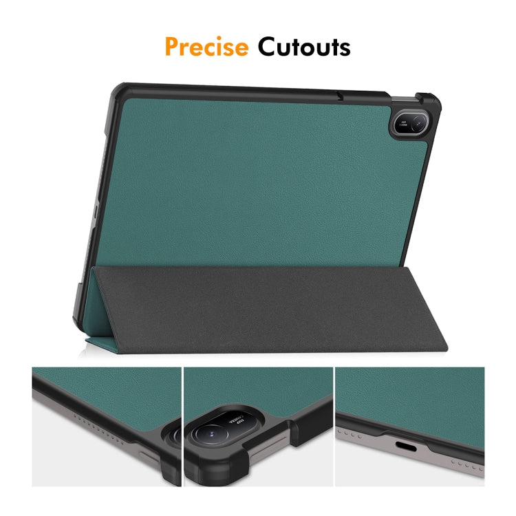For Huawei MatePad SE 11 2024 ENKAY Tri-fold Custer Texture Platic Leather Tablet Case