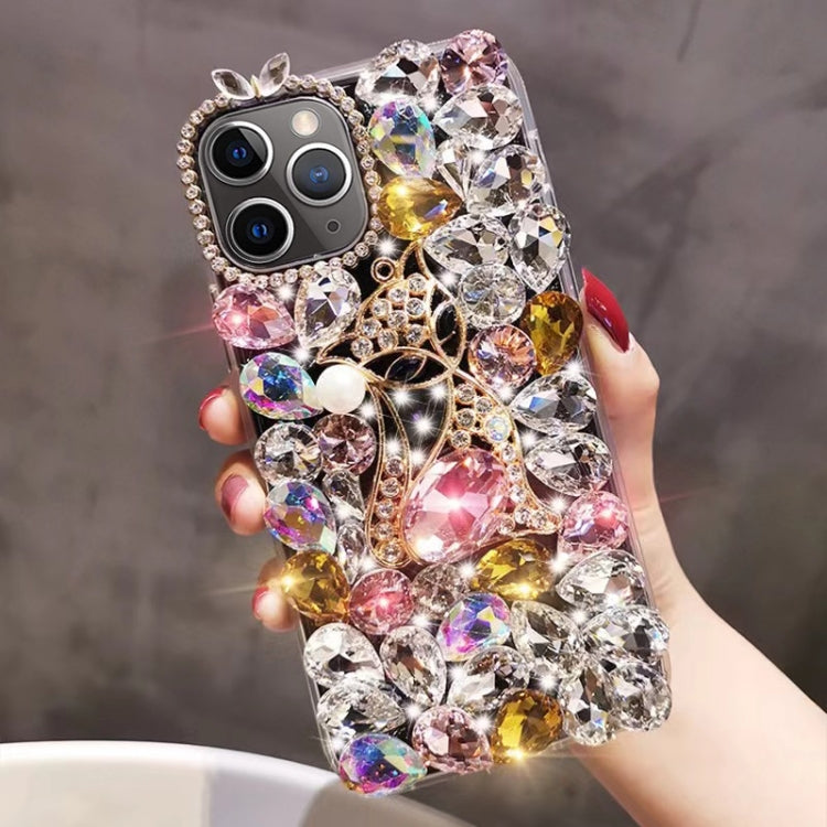 For iPhone 11 Pro Handmade Bling Rhinestone Gemstone Fox PC Phone Case