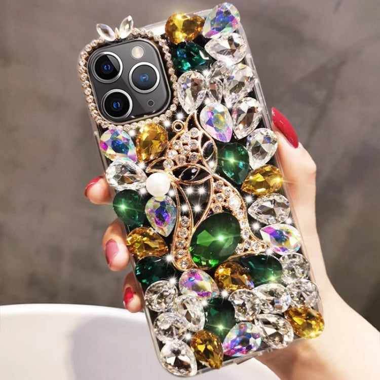 For iPhone 11 Pro Handmade Bling Rhinestone Gemstone Fox PC Phone Case