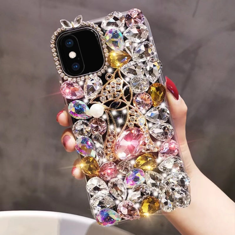 For iPhone X / XS Handmade Bling Rhinestone Gemstone Fox PC Phone Case