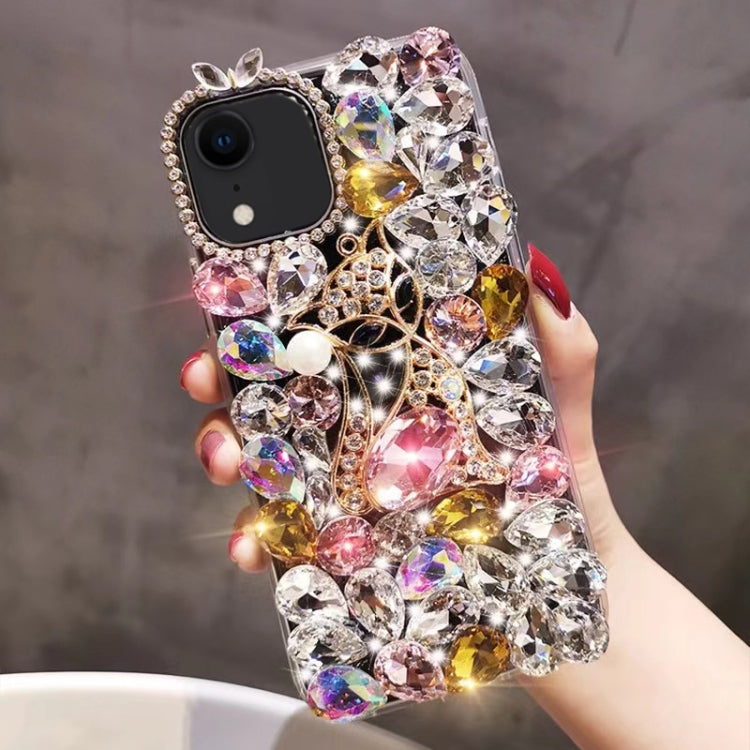 For iPhone XR Handmade Bling Rhinestone Gemstone Fox PC Phone Case