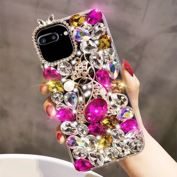 For iPhone 7 Plus / 8 Plus Handmade Bling Rhinestone Gemstone Fox PC Phone Case