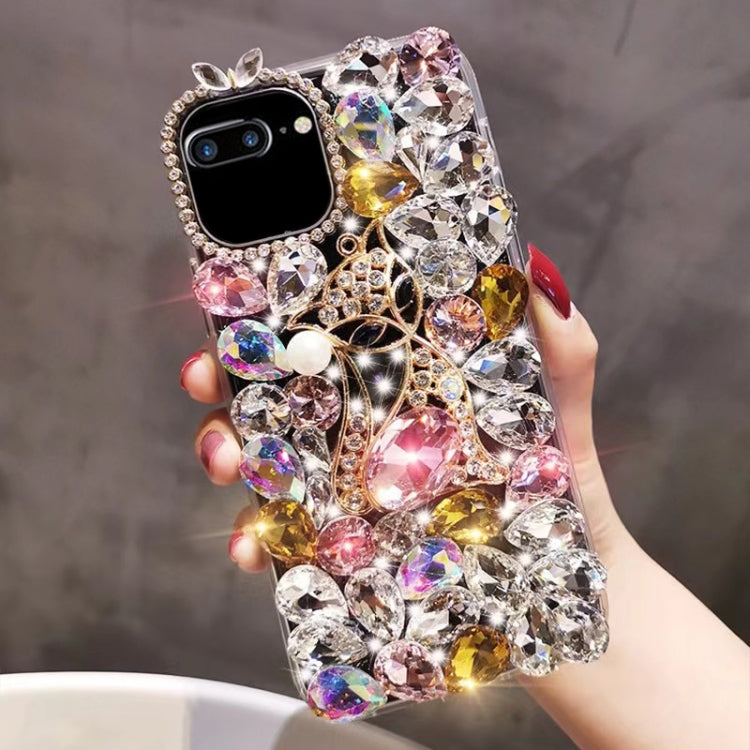 For iPhone 7 Plus / 8 Plus Handmade Bling Rhinestone Gemstone Fox PC Phone Case
