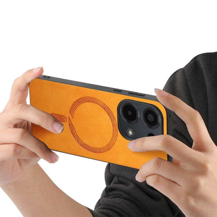 For Xiaomi Redmi Note 13 4G Solid Color Retro Magsafe PU Back Cover Phone Case
