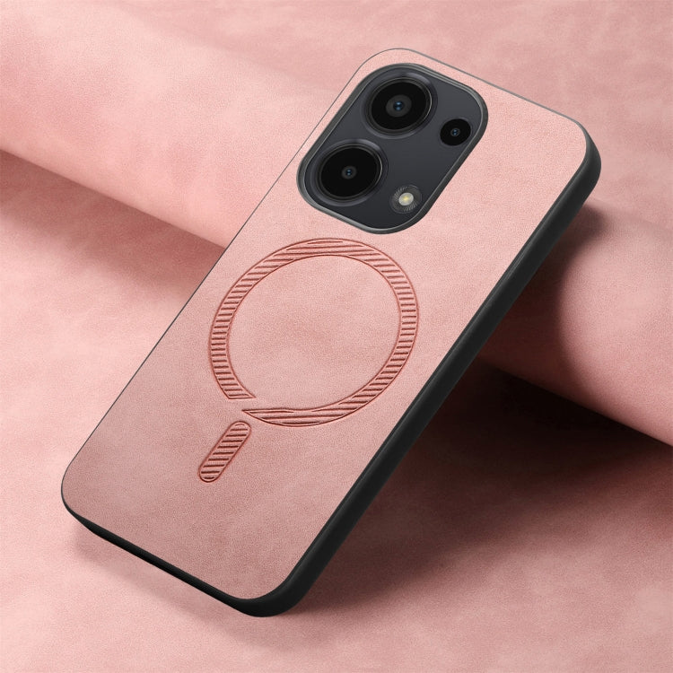 For Xiaomi Redmi Note 13 4G Solid Color Retro Magsafe PU Back Cover Phone Case