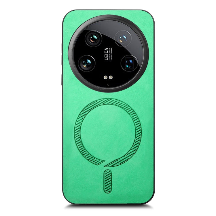 For Xiaomi 14 Ultra Solid Color Retro Magsafe PU Back Cover Phone Case
