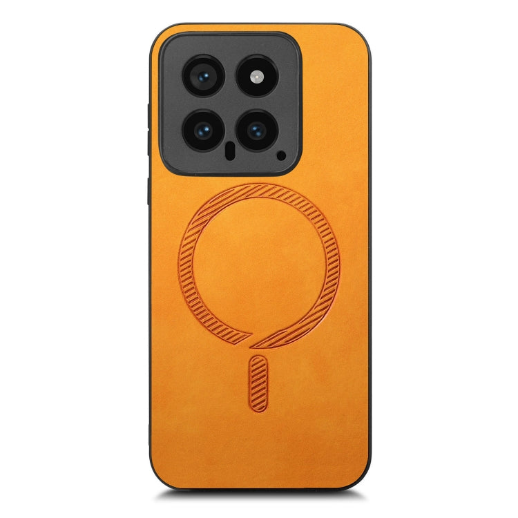 For Xiaomi 14 Solid Color Retro Magsafe PU Back Cover Phone Case