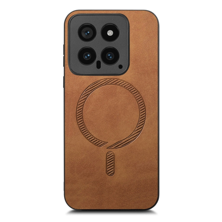 For Xiaomi 14 Solid Color Retro Magsafe PU Back Cover Phone Case
