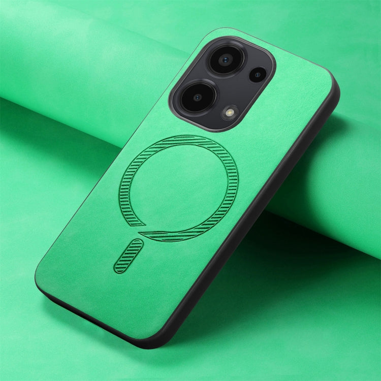 For Xiaomi Redmi Note 13 5G Solid Color Retro Magsafe PU Back Cover Phone Case