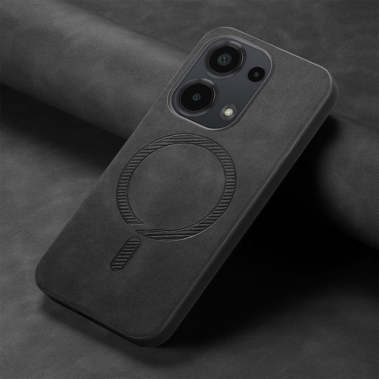 For Xiaomi Redmi Note 13 5G Solid Color Retro Magsafe PU Back Cover Phone Case