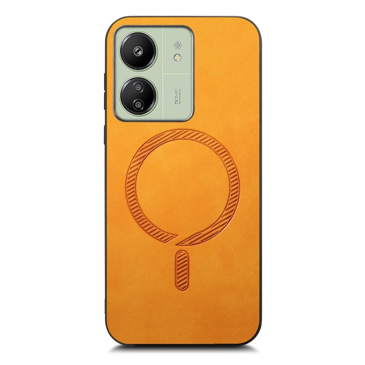 For Xiaomi Redmi 13C Solid Color Retro Magsafe PU Back Cover Phone Case