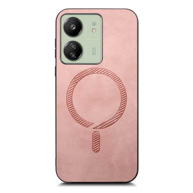 For Xiaomi Redmi 13C Solid Color Retro Magsafe PU Back Cover Phone Case