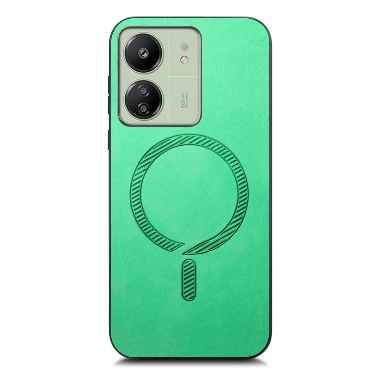 For Xiaomi Redmi 13C Solid Color Retro Magsafe PU Back Cover Phone Case