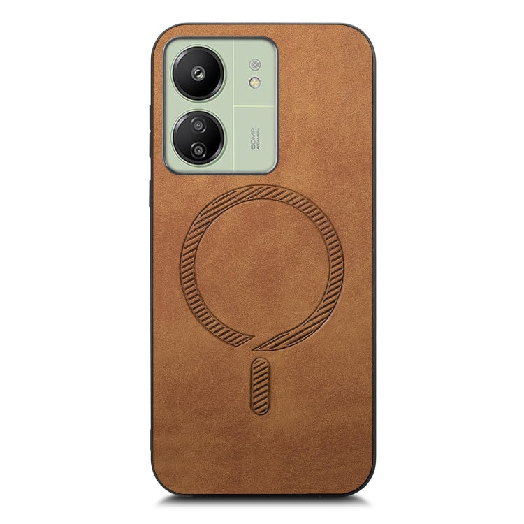 For Xiaomi Redmi 13C Solid Color Retro Magsafe PU Back Cover Phone Case