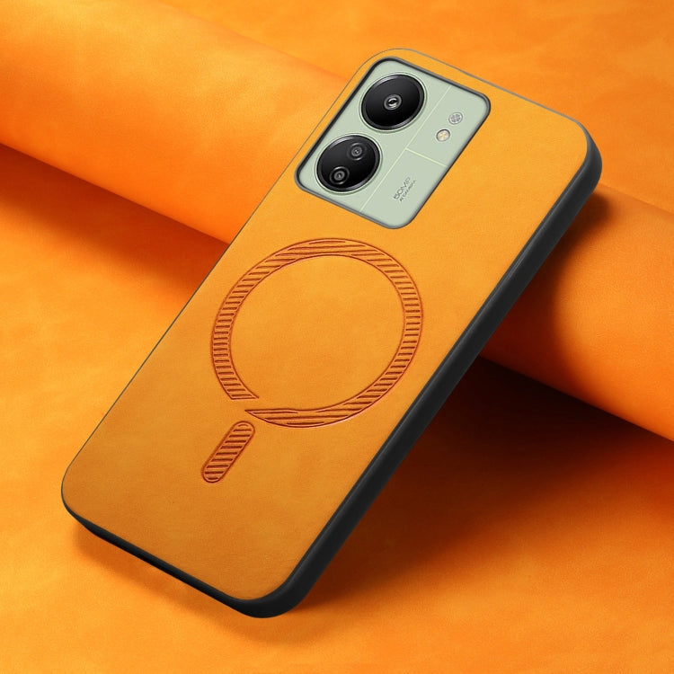 For Xiaomi Redmi 12 Solid Color Retro Magsafe PU Back Cover Phone Case