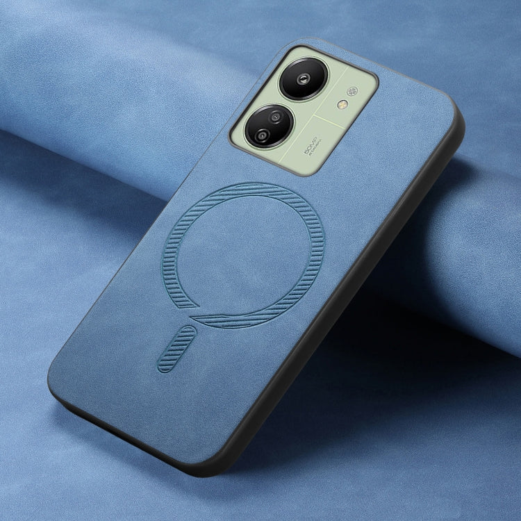 For Xiaomi Redmi 12 Solid Color Retro Magsafe PU Back Cover Phone Case
