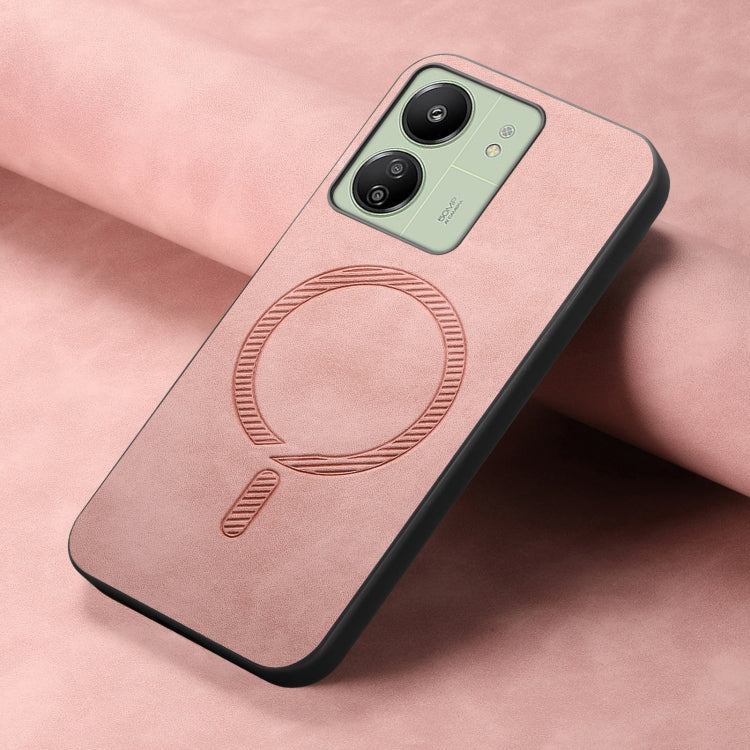For Xiaomi Redmi 12 Solid Color Retro Magsafe PU Back Cover Phone Case