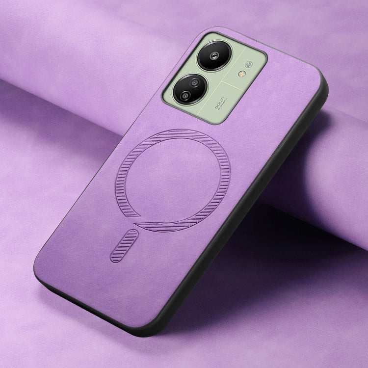 For Xiaomi Redmi 12 Solid Color Retro Magsafe PU Back Cover Phone Case