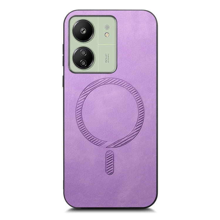 For Xiaomi Redmi 12 Solid Color Retro Magsafe PU Back Cover Phone Case