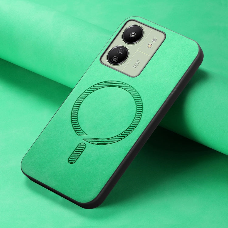 For Xiaomi Redmi 12 Solid Color Retro Magsafe PU Back Cover Phone Case