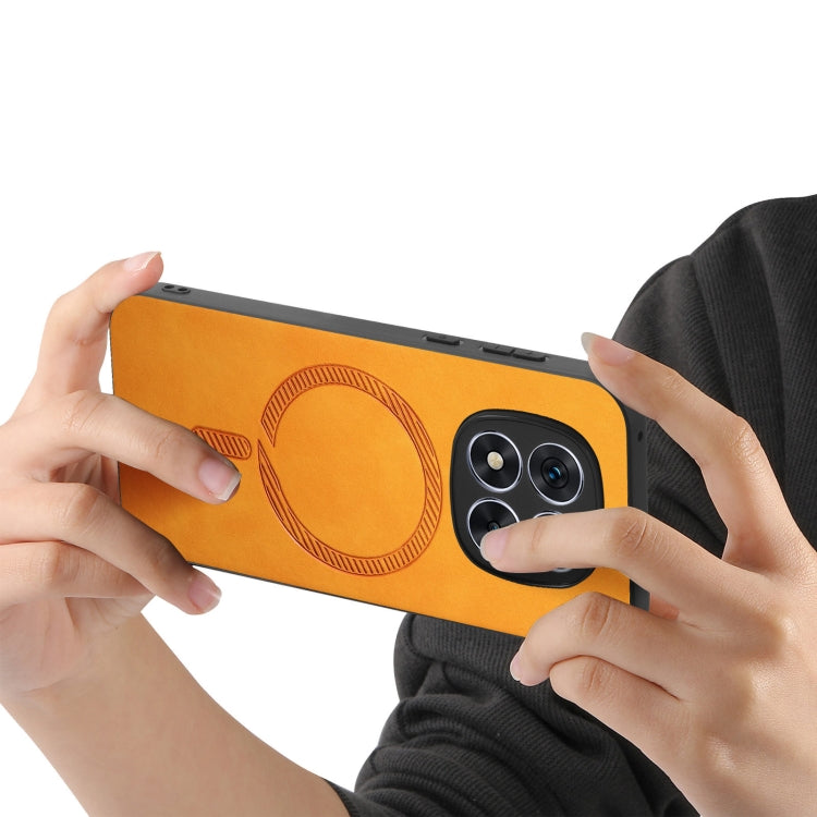 For Xiaomi Redmi Note 14 5G Solid Color Retro Magsafe PU Back Cover Phone Case