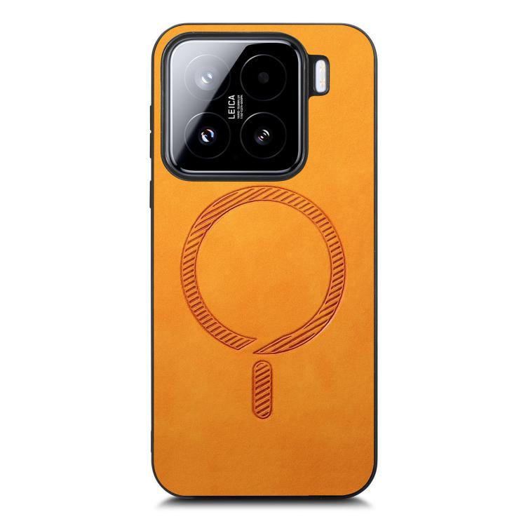 For Xiaomi 15 Solid Color Retro Magsafe PU Back Cover Phone Case