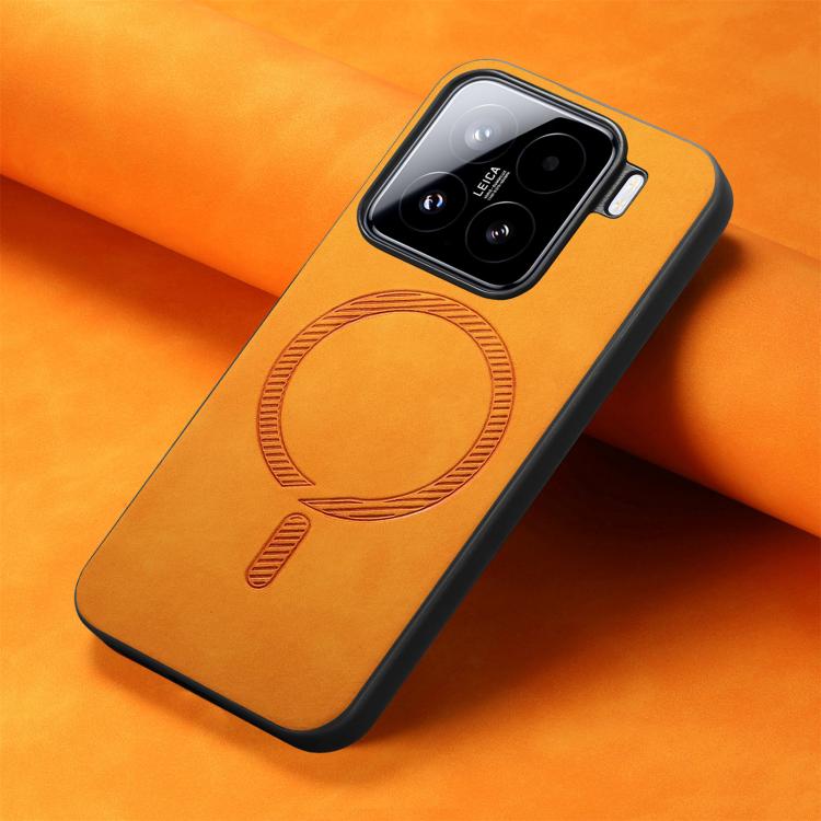 For Xiaomi 15 Solid Color Retro Magsafe PU Back Cover Phone Case
