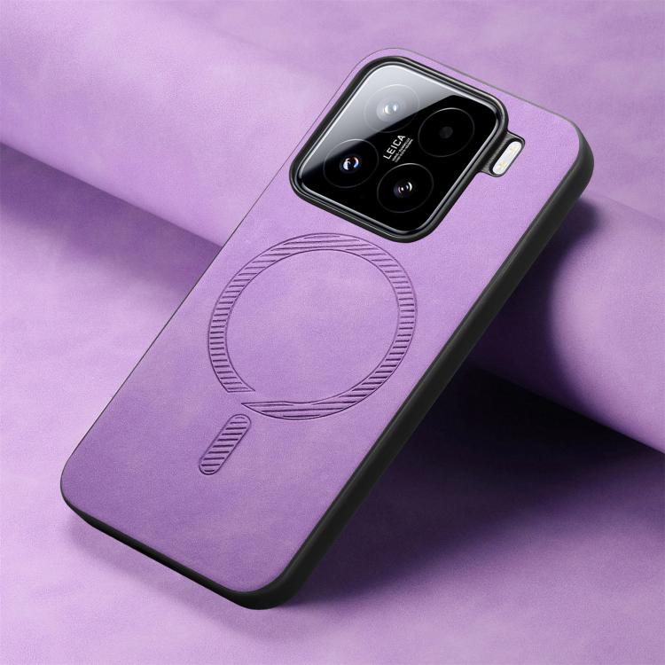 For Xiaomi 15 Solid Color Retro Magsafe PU Back Cover Phone Case