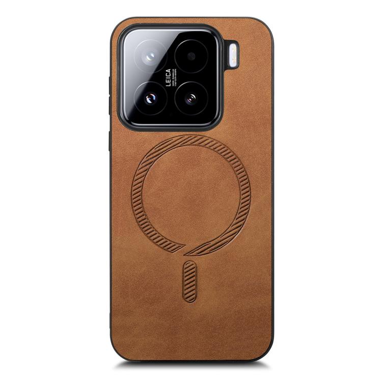 For Xiaomi 15 Solid Color Retro Magsafe PU Back Cover Phone Case