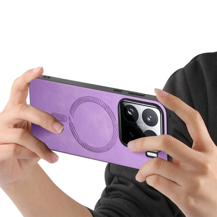 For Xiaomi 15 Pro Solid Color Retro Magsafe PU Back Cover Phone Case