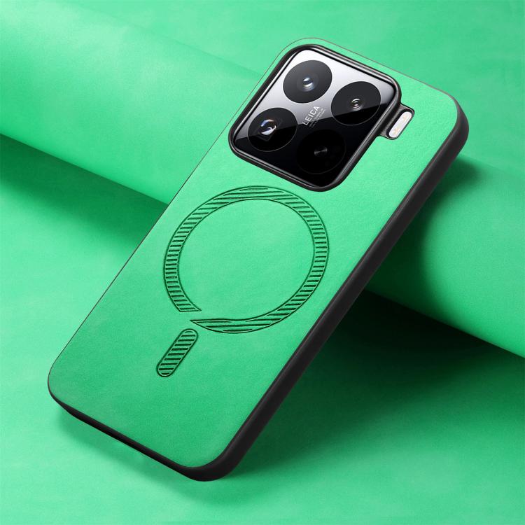 For Xiaomi 15 Pro Solid Color Retro Magsafe PU Back Cover Phone Case