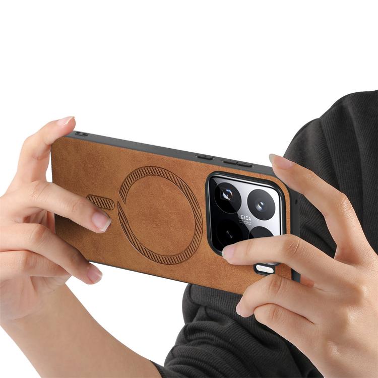 For Xiaomi 15 Pro Solid Color Retro Magsafe PU Back Cover Phone Case